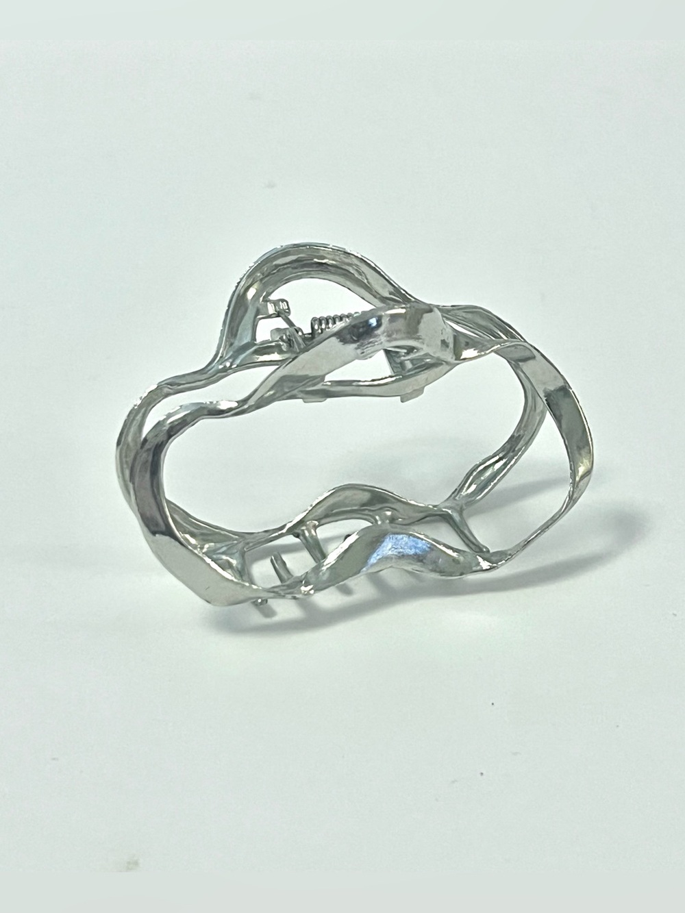 Silver Wavy Metal Hair Claw Clip
